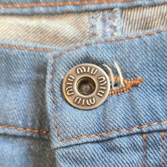 MIU MIU PRADA CROPPED CAPRI BLUE LOW RISE SKINNY JEANS STRETCH sz 25 - Picture 8 of 8